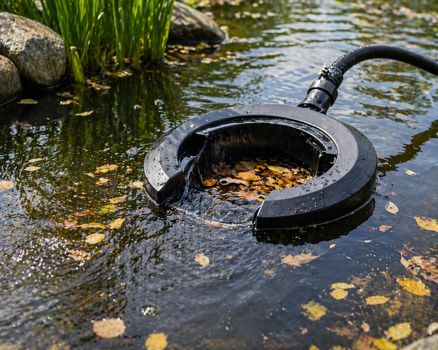 Oberflächenreinigung für kristallklares Wasser im Gartenteich 2434614e 680d 4b30 8a07 089879fe984c